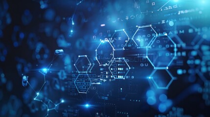 A blue background with a lot of hexagons and numbers