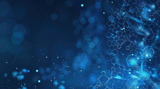 A blue background with a lot of dots and a blue line with a lot of dots