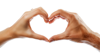 Human hands forming a heart shape, cut out, isolated on transparent background. 