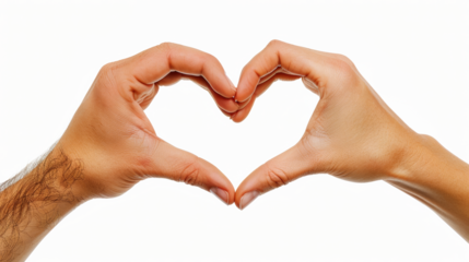 Human hands forming a heart shape, cut out, isolated on transparent background. 