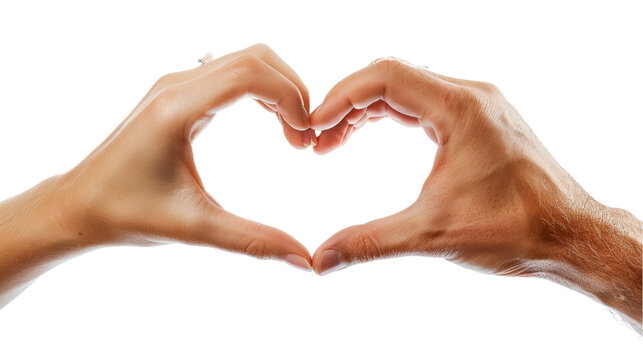 Human hands forming a heart shape, cut out, isolated on transparent background. 