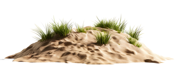 Sand beach texture isolated on white background. Mock up and copy space. Top view. Selective focus.