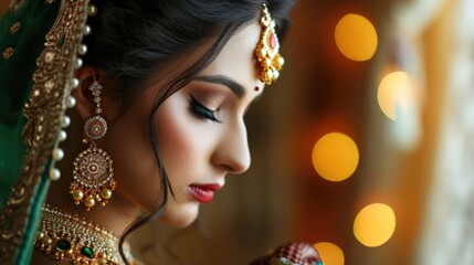  A beautiful Indian woman dressed in an elegant bridal outfit, Fictional Character Created by Generative AI.