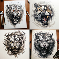 Tiger head tattoo idea sketch