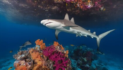 A-Hammerhead-Shark-Swimming-Past-A-Colorful-Coral- 3