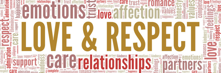 Love & Respect word cloud conceptual design isolated on white background.