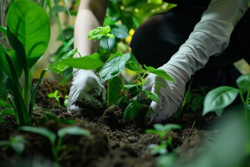 Environment Earth Day Concept In the hands of trees growing seedlings