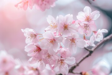 Fototapeta premium Close up of pink cherry blossom in spring time.