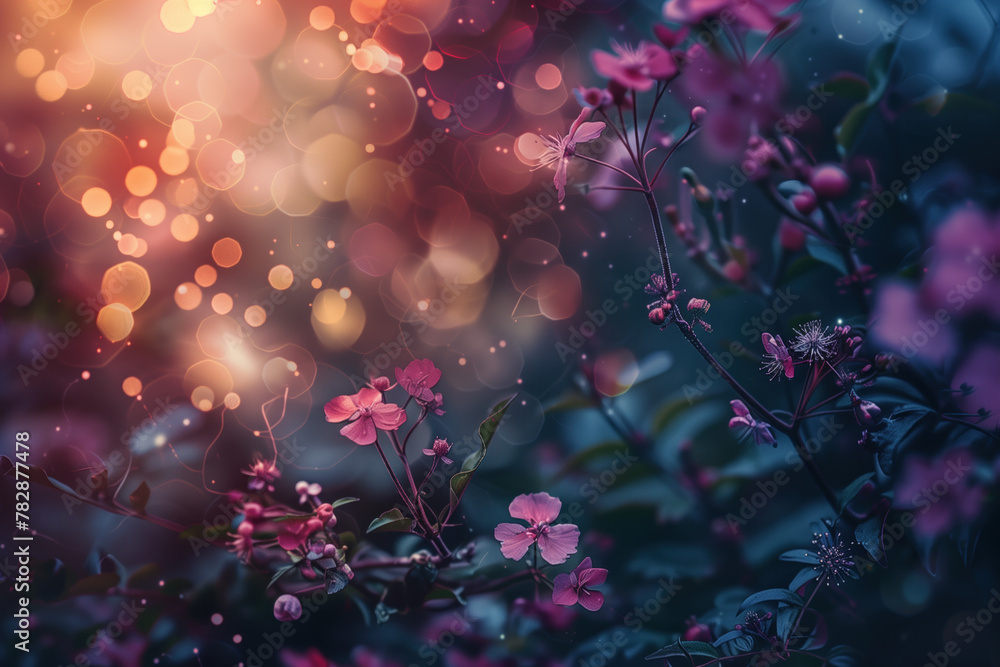 Poster abstract floral background with bokeh. created with generative ai technology.