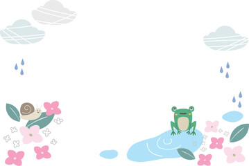 シンプル可愛い梅雨の背景イラスト素材