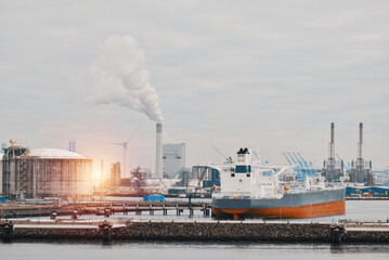 Very Large Crude Oil Carrier Tanker In The Trade Port During Bunkering Fuel Operations. © I am from Mykolayiv