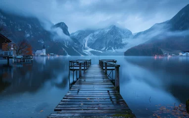 Foto auf Acrylglas Pier at a lake in Hallstatt, Austria © MUS_GRAPHIC