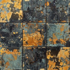 Abstract texture panels in black and gold with splattered paint effects