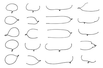 手書きの緩やかな細いラインのかわいい吹き出しのセット