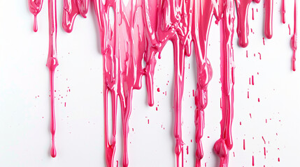 Coral pink paint drip on a pure white background
