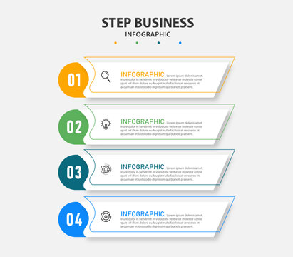 Step Business infographics design template. timeline with 4 options. can be used for workflow diagram, info chart, web design. vector illustration.