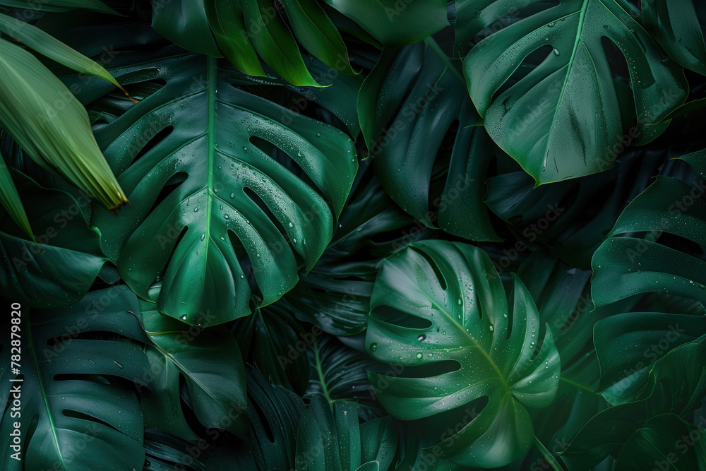 Poster background with tropical leaves. created with generative ai technology.