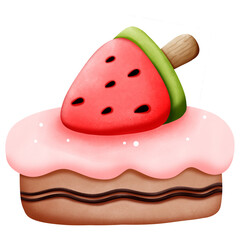 Cake, chocolate, watermelon