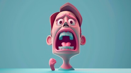 Vector art character, crying, popping out of a flat design into 3D space,