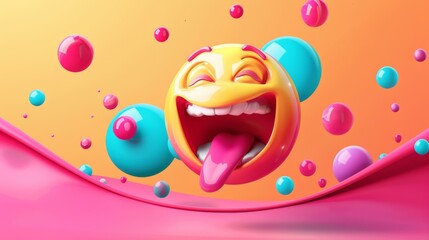 Vector art character, laughing, popping out of a flat design into 3D space,