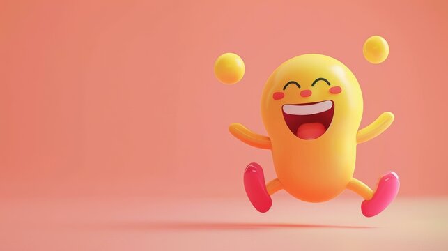 Vector art character, Happy, popping out of a flat design into 3D space,