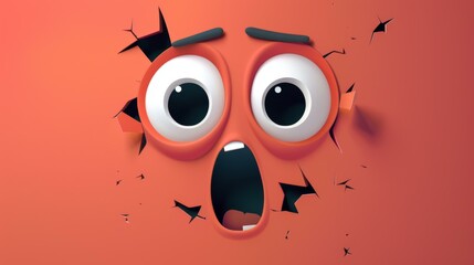 Vector art character, surprised, popping out of a flat design into 3D space, eyes wide, mouth agape. - obrazy, fototapety, plakaty