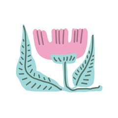 Colorful floral doodle illustration in a trendy style