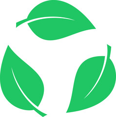 Set of leaves icons as symbols of reduce, reuse and recycle as a concept of renewable resources