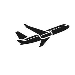 Airplane 🛬 takeoff logo black pictogram set vector or plane take off flying silhouette shape graphic simple plain clipart symbol, airport airline jet circle sign, aeroplane thin line outline art
