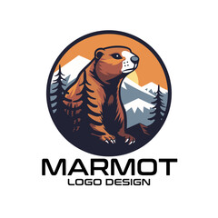 Marmot Cartoon Vector Logo Design