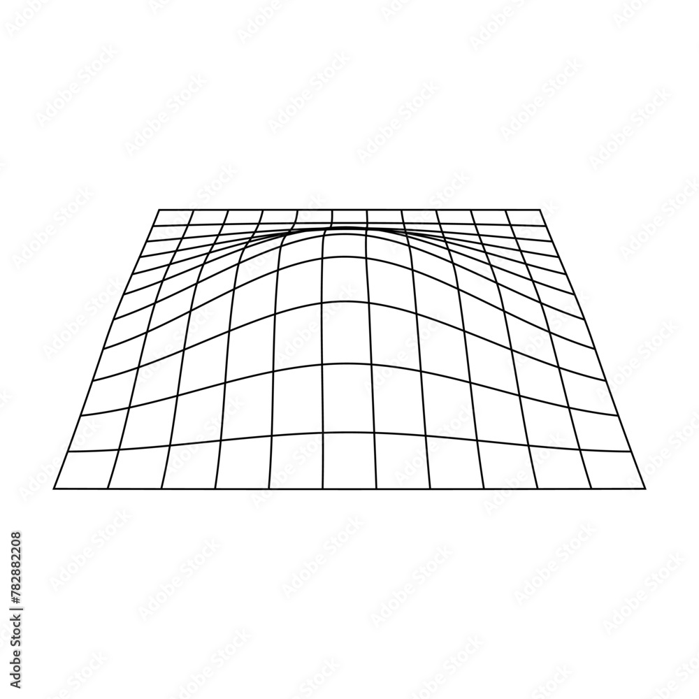 Poster Retro futuristic isolated abstract wireframe model, cyberpunk shape in y2k style. Editable stroke. Vector illustration on transparent background.	