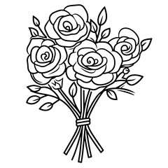 Vector outline icon of a rose bouquet. Perfect for floral-themed designs & romantic illustrations.