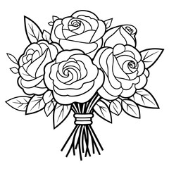 Vector outline icon of a rose bouquet. Perfect for floral-themed designs & romantic illustrations.