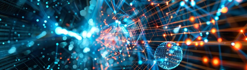 Obraz premium A dynamic depiction of information exchange through telecommunication channels