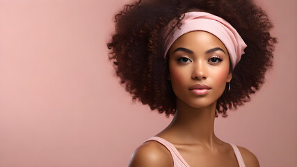 A Young Afro-American Woman with Fresh Skin and a Captivating Gaze - Generated by AI.