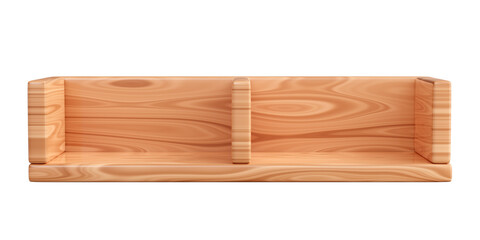 Empty wooden wall shelf. 3D render illustration