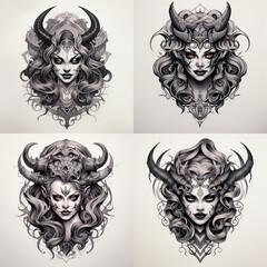 Attractive demon woman tattoo idea