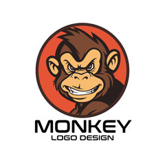 Monkey Cartoon Vector Logo Design