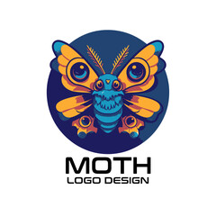 Moth Cartoon Vector Logo Design