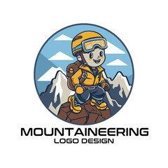 Mountaineering Cartoon Vector Logo Design