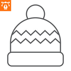 Winter hat line icon