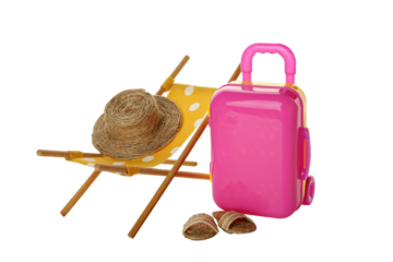 PNG, suitcase with things, isolated on white background.