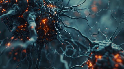 Brain neuron in macro photography and 3d concept. Medical reference