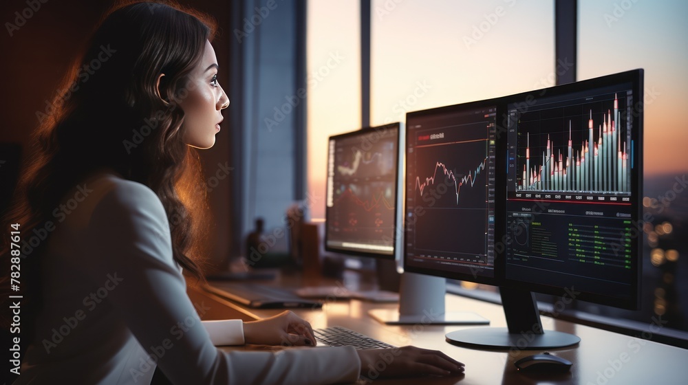 Aufkleber  A trader is using a mobile application to trade stocks on a white background