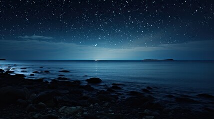 Fototapeta na wymiar black sky at night The sky is full of stars On the background of the black sea