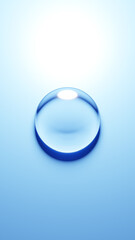 青色背景に一つの水滴。3D（縦長）