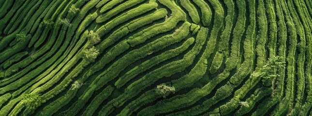 Aerial view of tea field. - Powered by Adobe