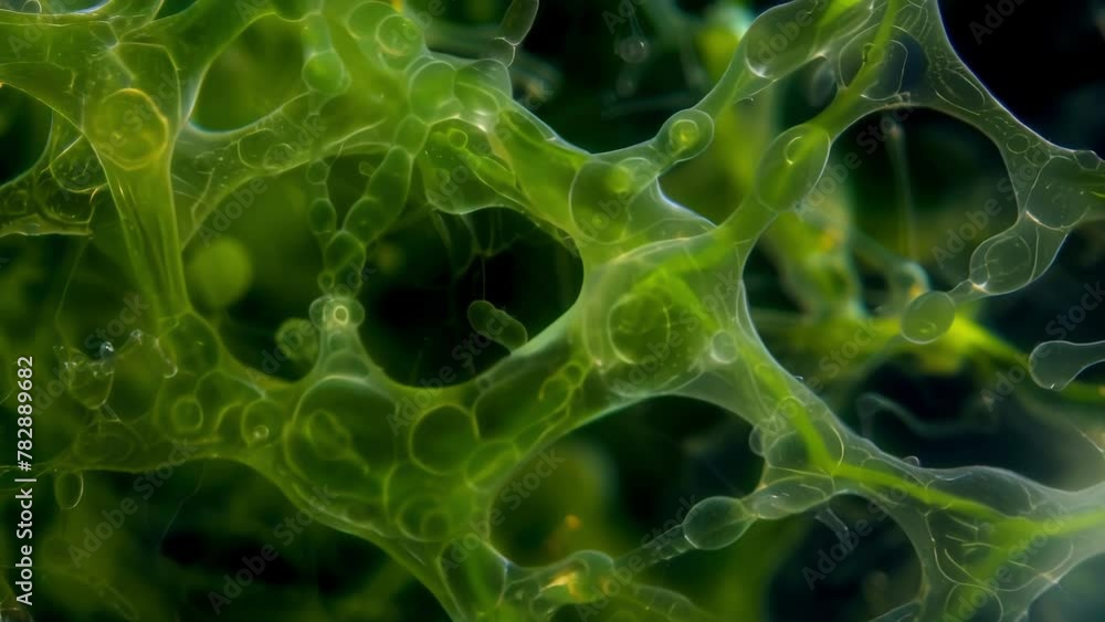 Poster a magnified view of the surface of a pond covered in a thick layer of filamentous algae. these long 