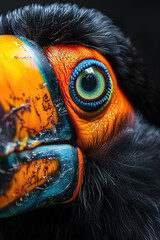 Fototapeta premium wallpaper of an extreme close-up on a toucan's eye, 