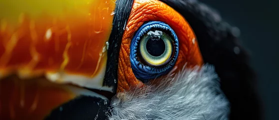 Fotobehang wallpaper of  an extreme close-up on a toucan's eye,  © Uwe